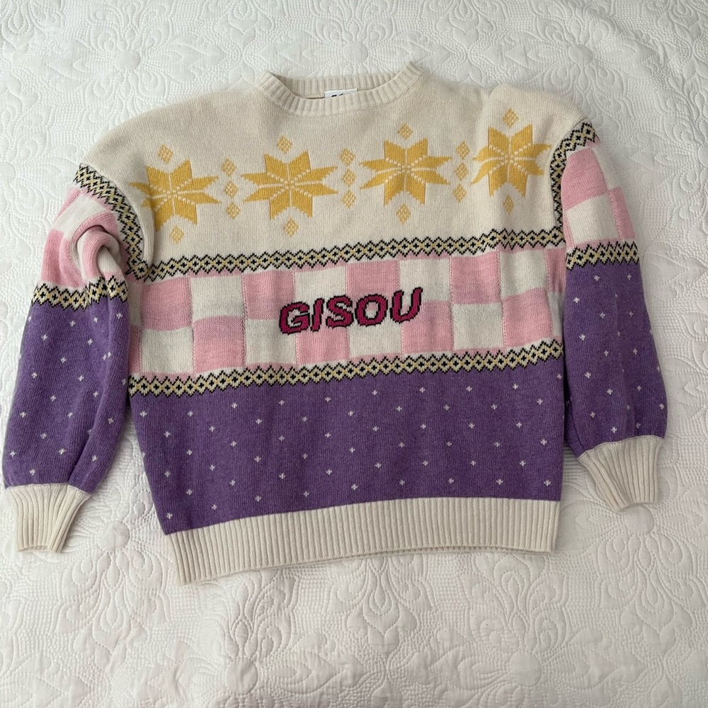 Gisou Cream, Pink & Purple Knit Sweater
